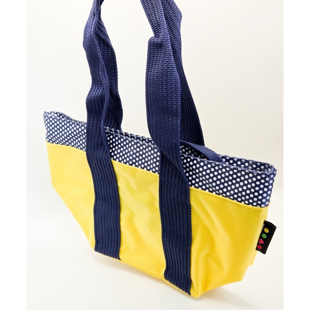 Joe Boxer Mini Spring Summer Zip Tote Yellow Blue Polka Dots Max Loud Y2K - Picture 9 of 9